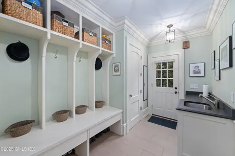 a view of a hallway with workspace