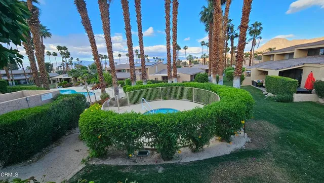 a front view of a house with patio