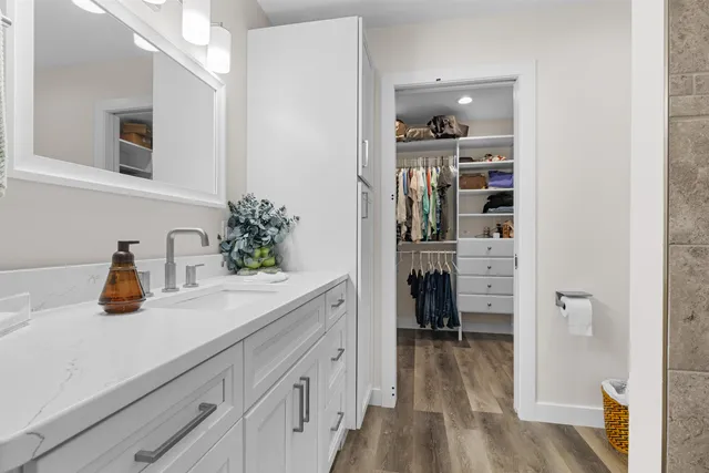 a view of a kitchen from the hallway