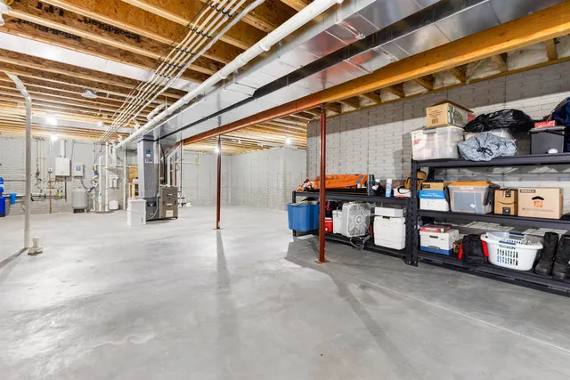 a view of a storage room with shelves