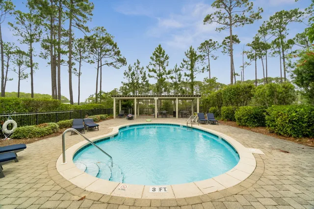 a view of a swimming pool with lounge chair