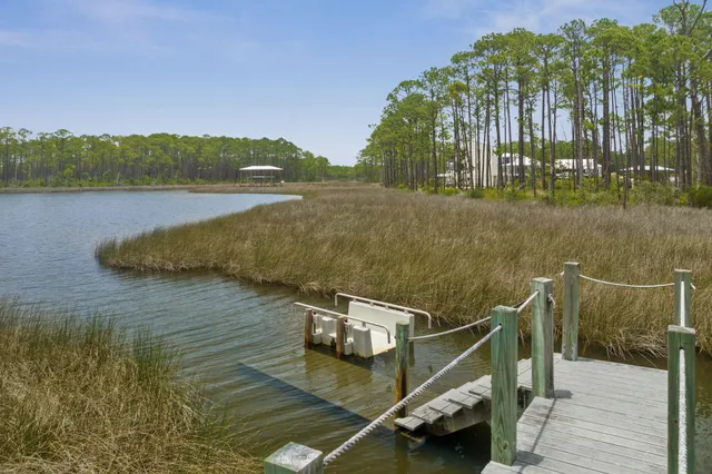 a view of a lake with a mountain in the background