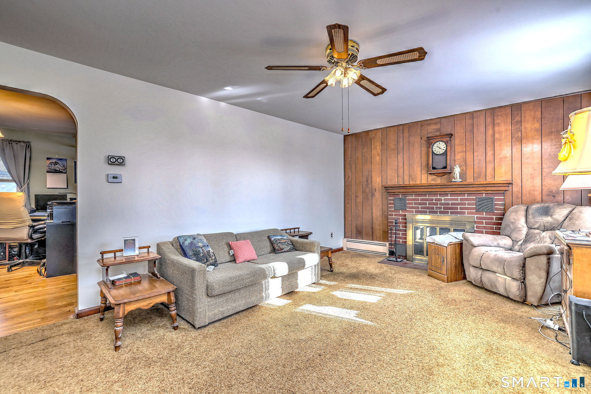 32 George Street Seymour, CT 06483 - Photo 9 of 37 Living Room with fireplace (and hardwood under carpet)