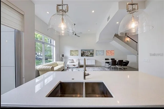 a living room with furniture and a couch