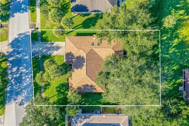 an aerial view of a house