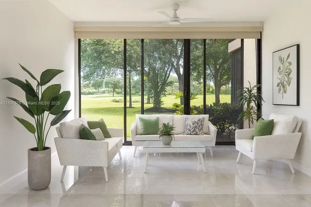 a view of a room that has a window