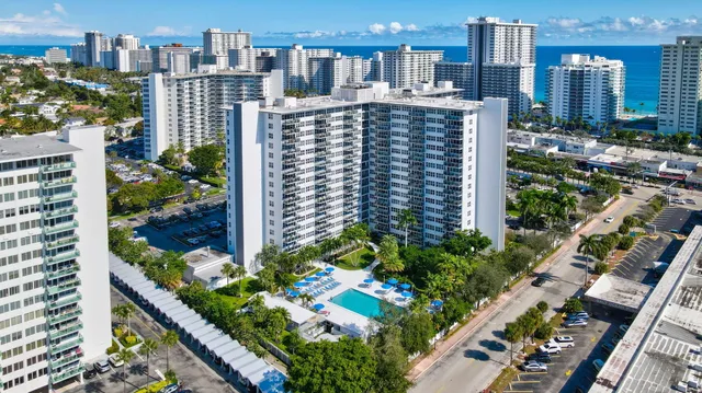 a front view of a multi story building