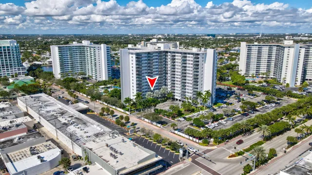 a view of a city with tall buildings