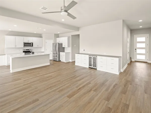 a view of a deck with a yard