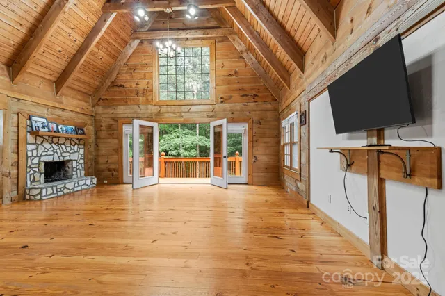 a view of an entryway with a fireplace