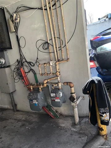 a view of a room with rack and bicycle