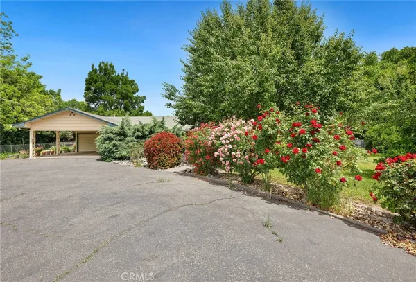 a front view of a house with a yard and fountain