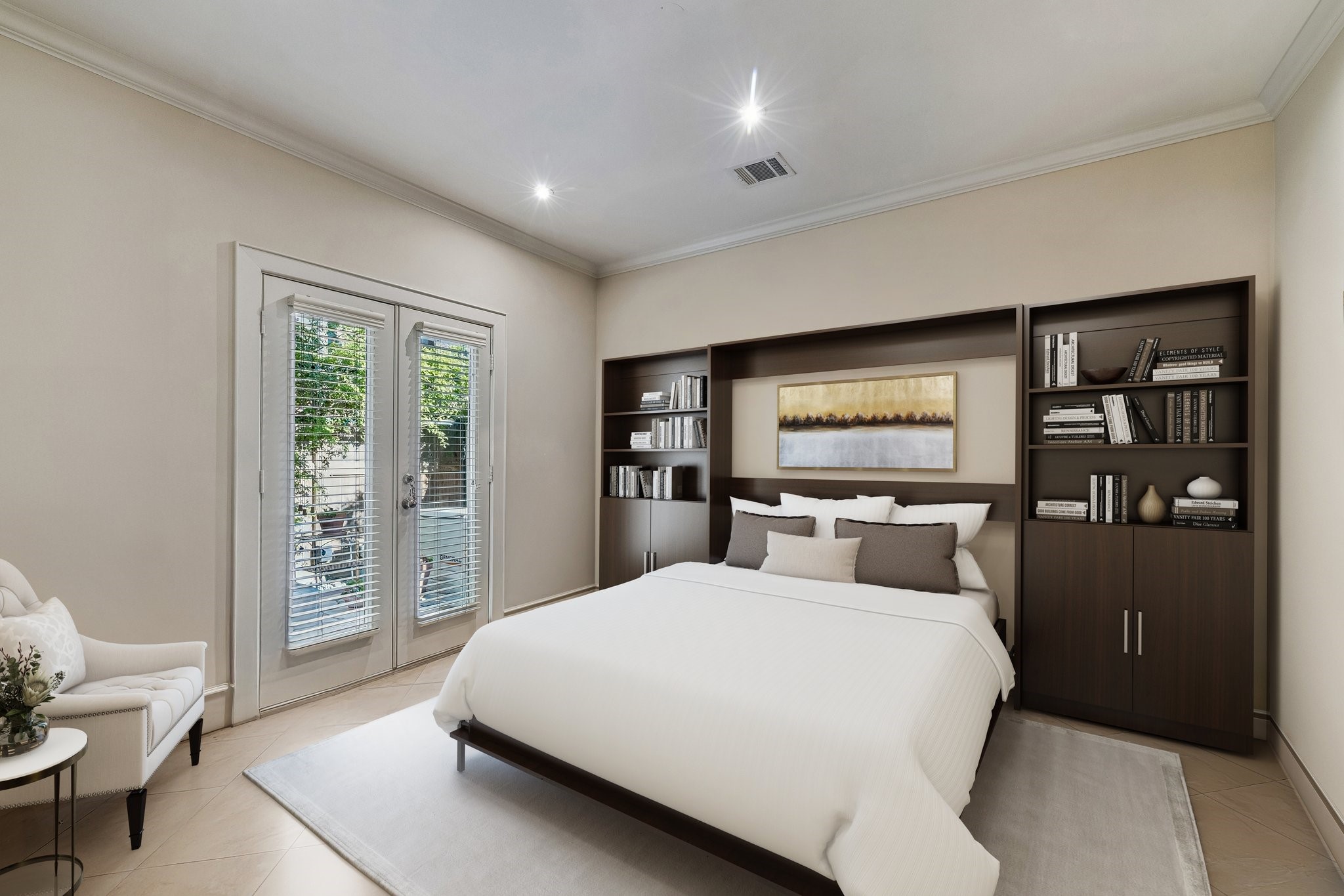 2415 West Main Street Houston, TX 77098 - Photo 16 of 48 Study/Bedroom... The room is virtually staged to highlight its versatility, showing how a Murphy bed can be effortlessly integrated to provide a stylish and functional additional bedroom option.