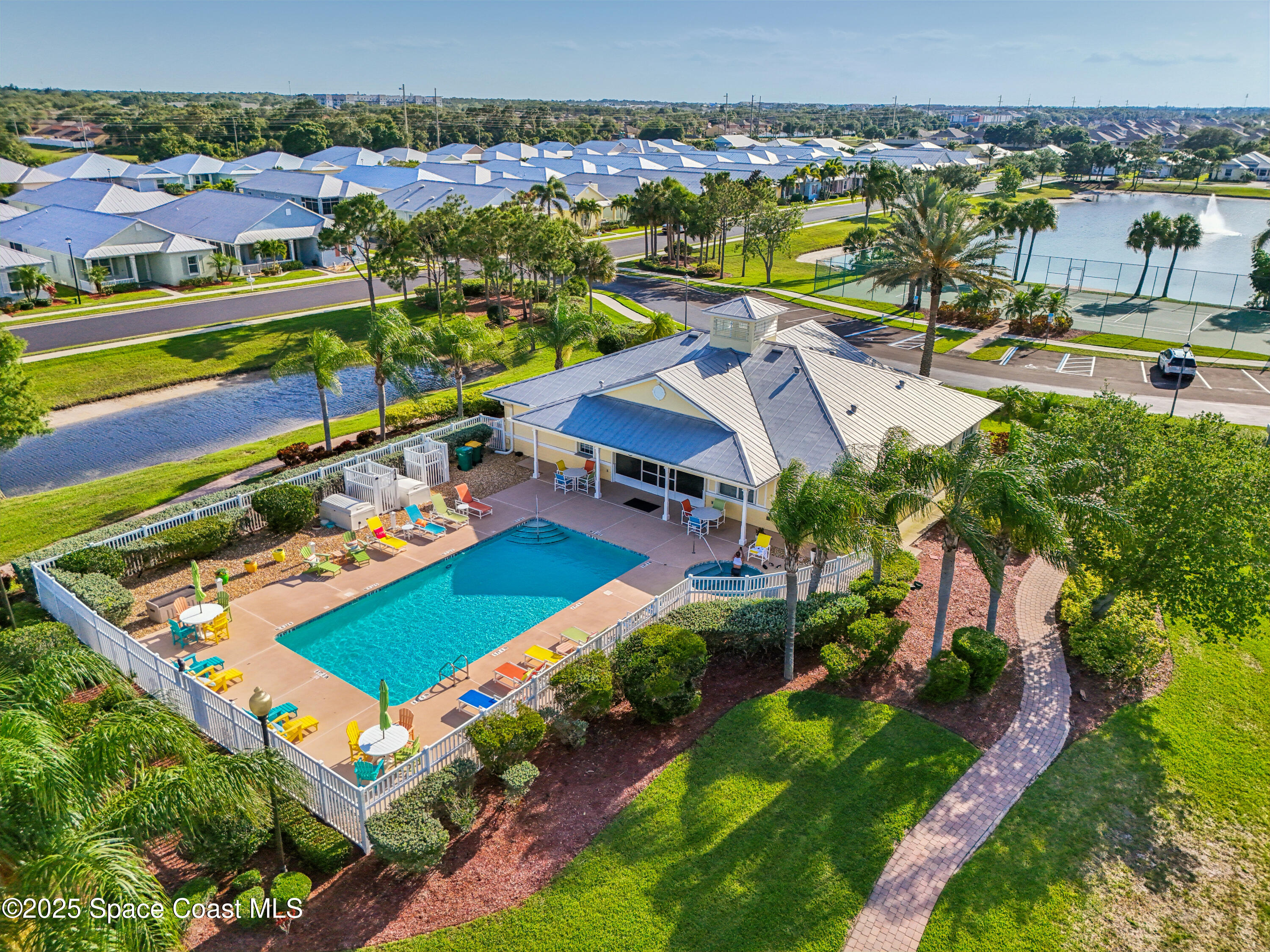 4040 Alamanda Key Drive Melbourne, FL 32901 - Photo 35 of 46 an aerial view of residential houses with outdoor space and swimming pool