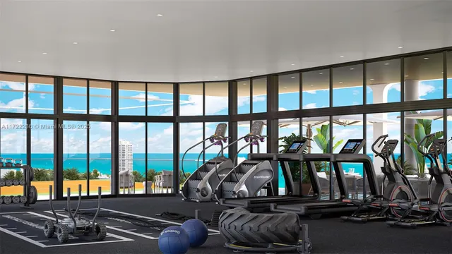 a room with gym equipment