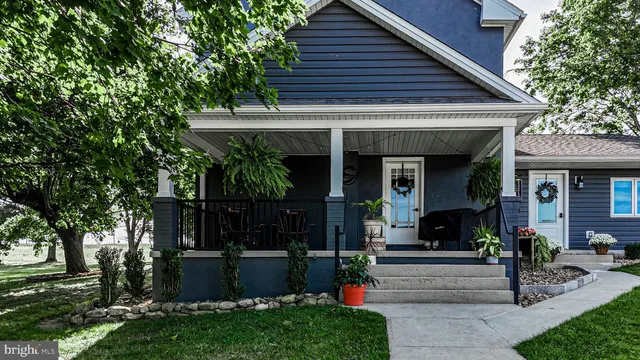 a view of backyard of house with green space
