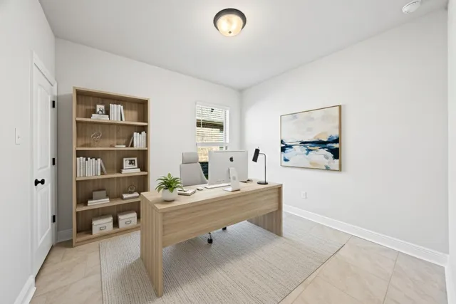 an empty room with windows