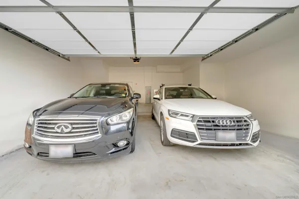 a car parked in a garage