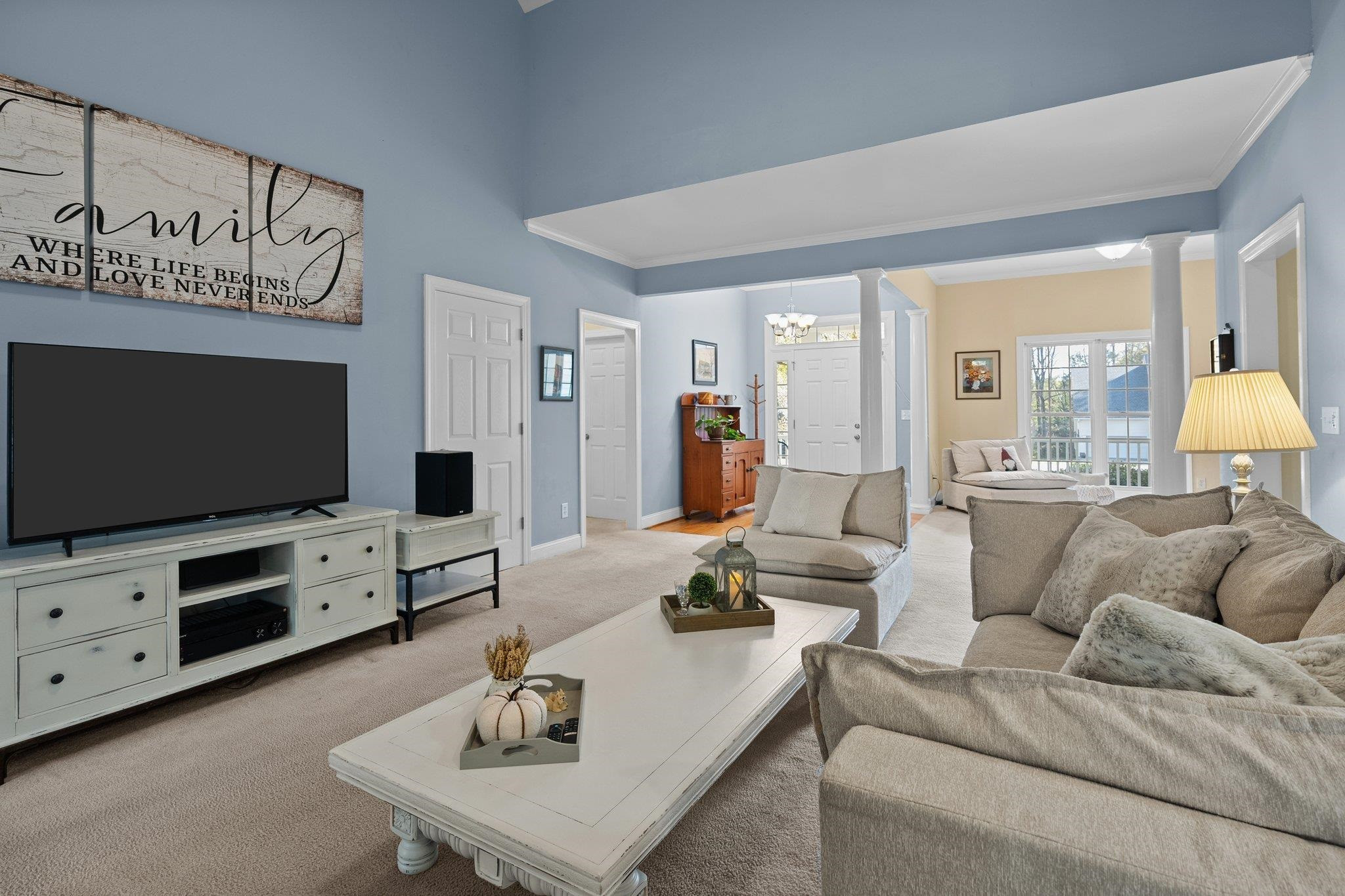 104 Shadow Lane Oxford, NC 27565 - Photo 27 of 38 a living room with furniture and a flat screen tv