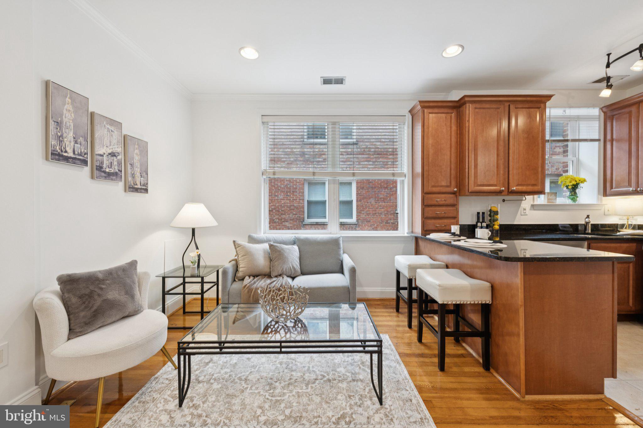 1438 Columbia Road Northwest, Unit 305 Washington, DC 20009 - Photo 4 of 22 a living room with furniture and a large window