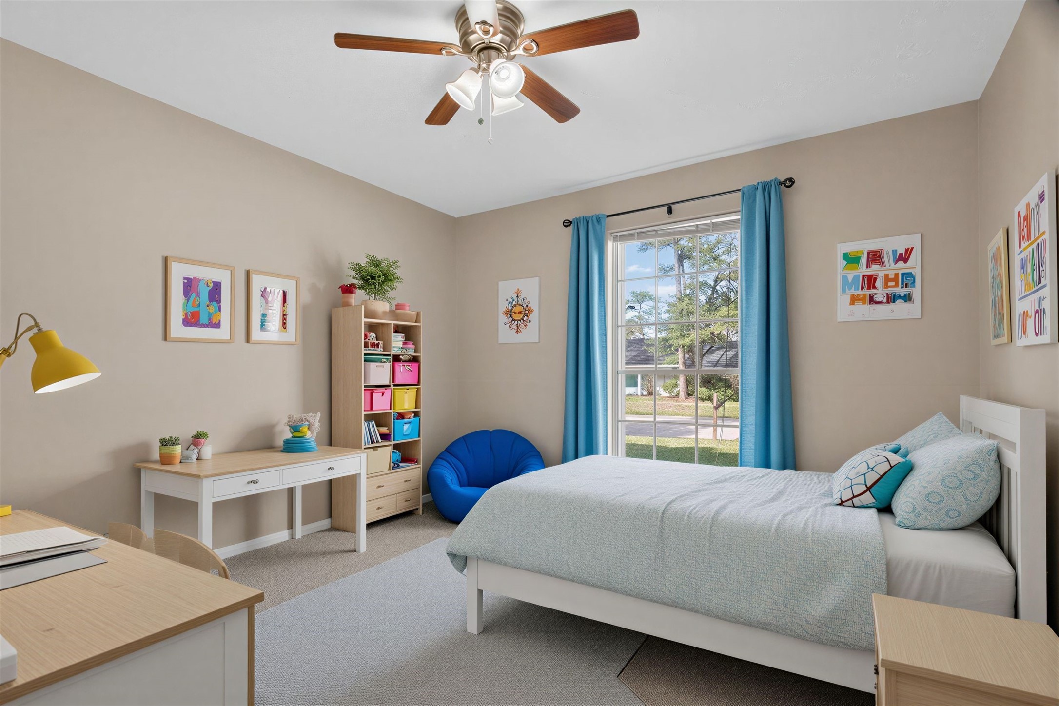 27210 Jimmy Lane Conroe, TX 77385 - Photo 24 of 43 a bedroom with a bed a desk and book shelfs