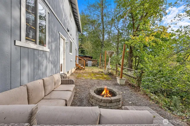 a view of a balcony with lake view