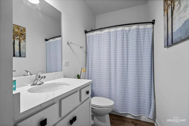 a bathroom with a sink a toilet and mirror