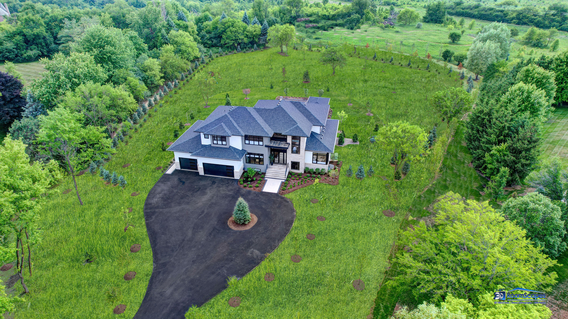25 Rolling Hills Drive Barrington Hills, IL 60010 - Photo 110 of 127 an aerial view of a house with yard and trees all around