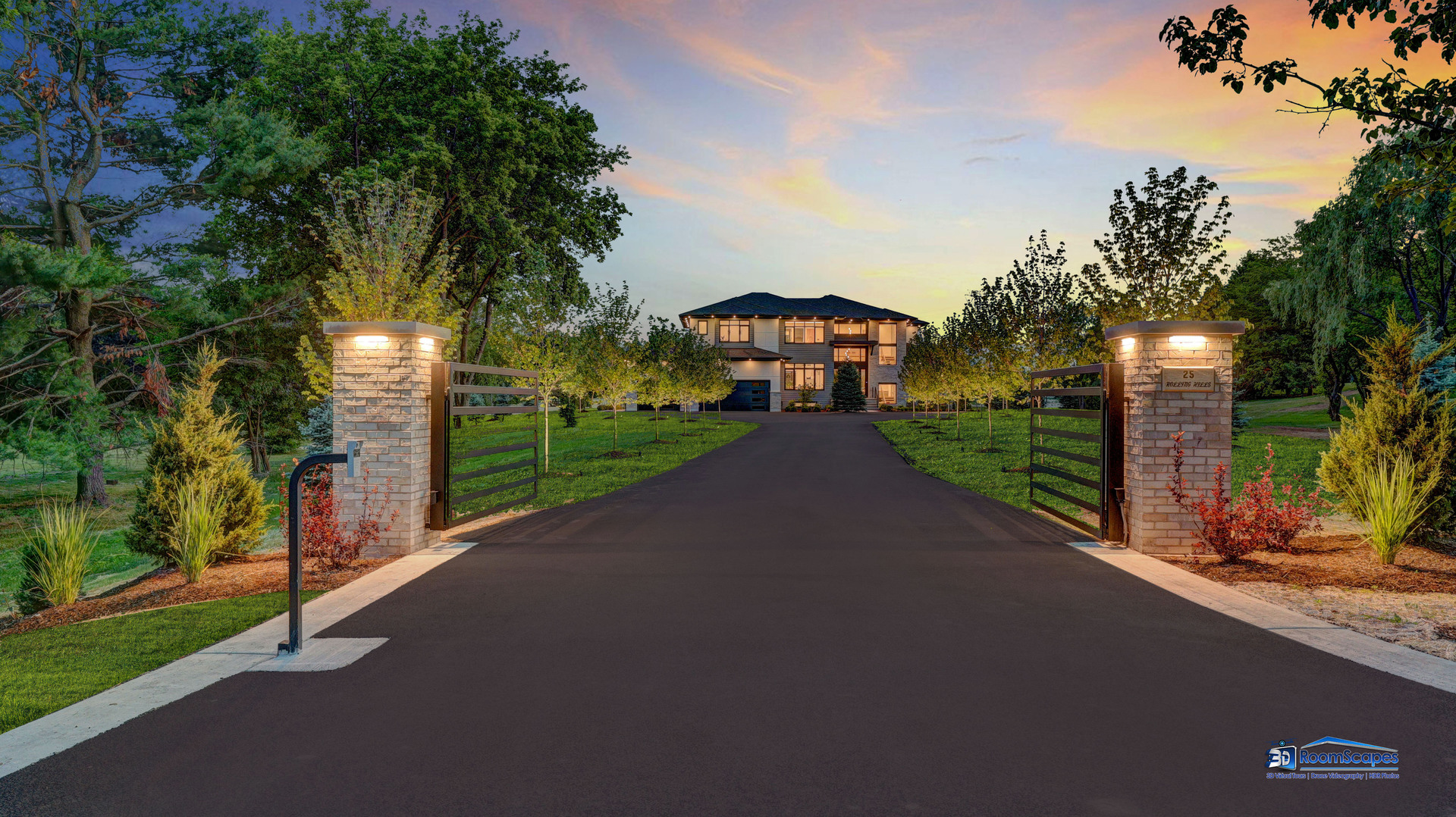 25 Rolling Hills Drive Barrington Hills, IL 60010 - Photo 114 of 127 a view of a street with potted plants and a fountain