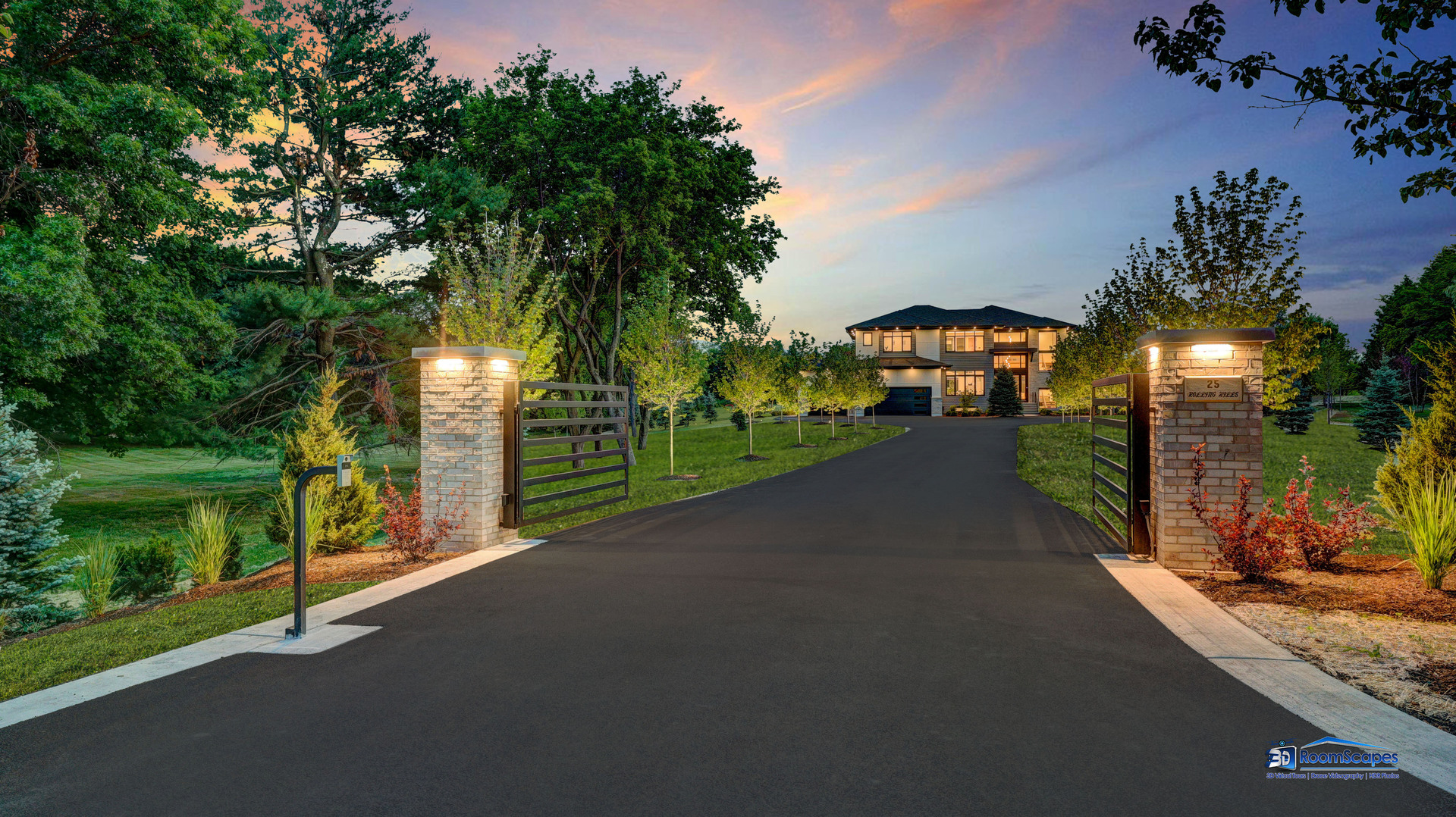 25 Rolling Hills Drive Barrington Hills, IL 60010 - Photo 117 of 127 a view of a street with potted plants and a fountain