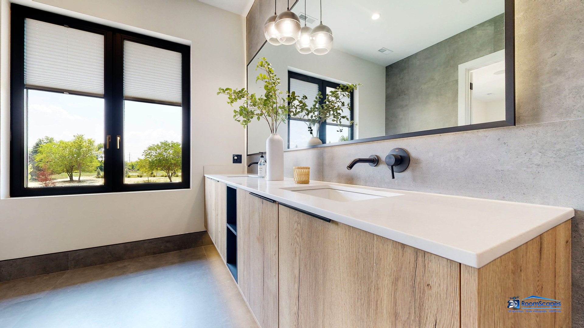 25 Rolling Hills Drive Barrington Hills, IL 60010 - Photo 38 of 127 a bathroom with a double vanity sink and a large mirror