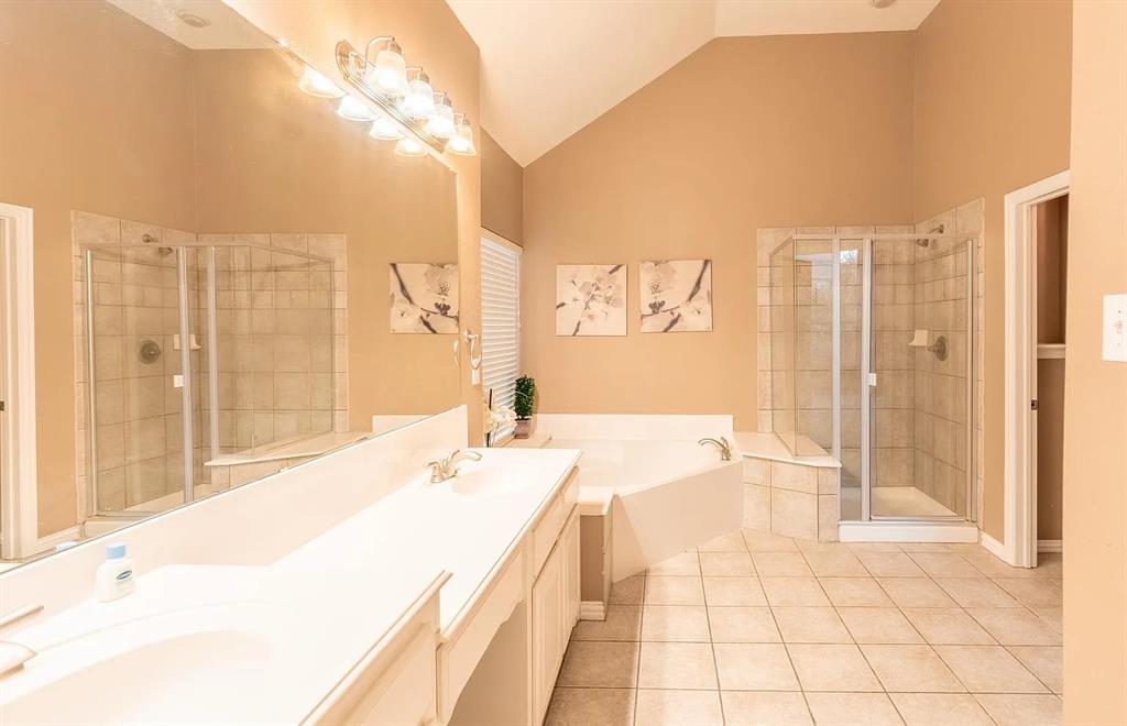 3829 Walnut Ridge Lane Plano, TX 75074 - Photo 8 of 18 a spacious bathroom with a tub shower and a sink