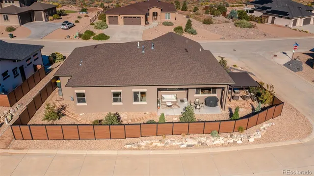 an aerial view of a house