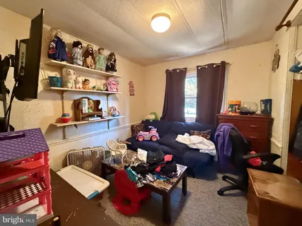 a living room with furniture rug and window