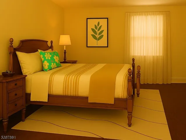 a bedroom with a bed and dresser