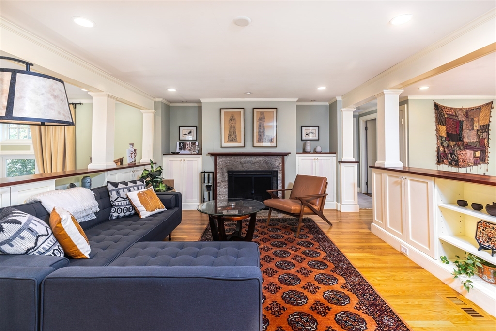 17 Deforest Road Newton, MA 02462 - Photo 4 of 31 a living room with furniture and a fireplace