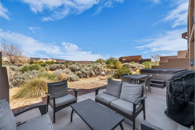 5010 Escapes Drive St. George, UT 84770 - Photo 27 of 46 View of patio featuring an outdoor living space and area for grilling