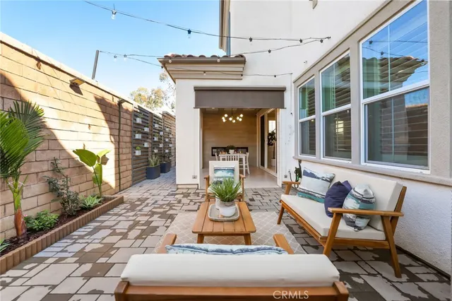 a view of a garden from a balcony