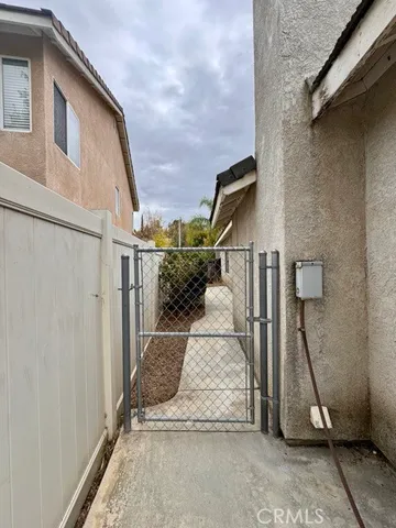 a bathroom with a sink and a yard