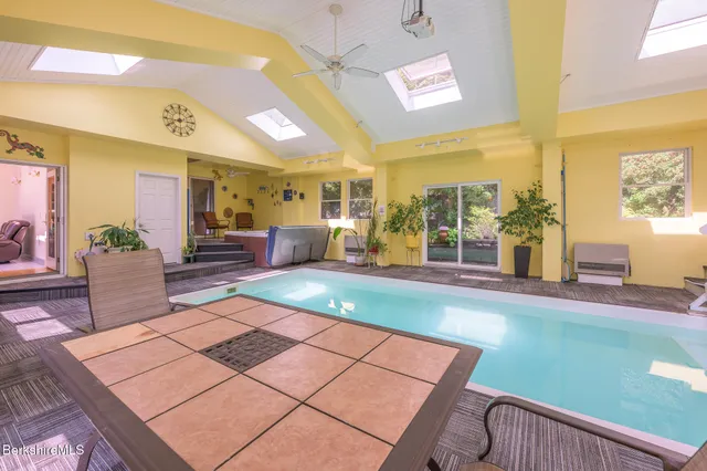 a view of a yard with patio