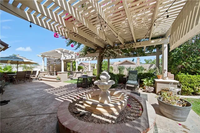 a view of a chairs and tables in the patio