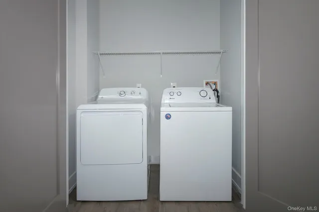 a utility room with dryer and washer