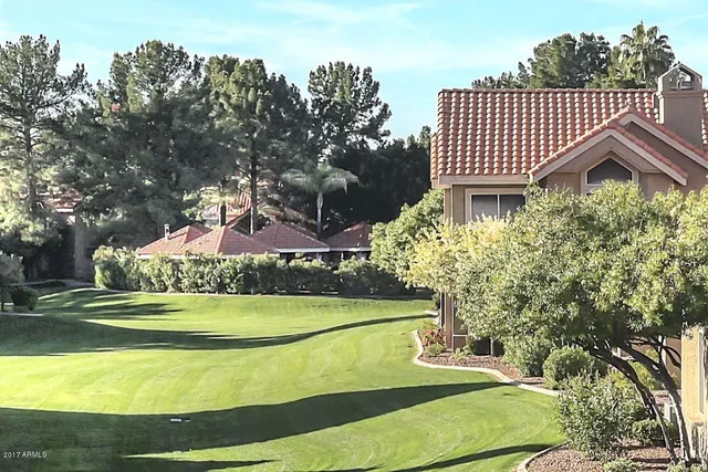 a view of a yard with a tree