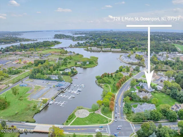 a view of a lake with a yard