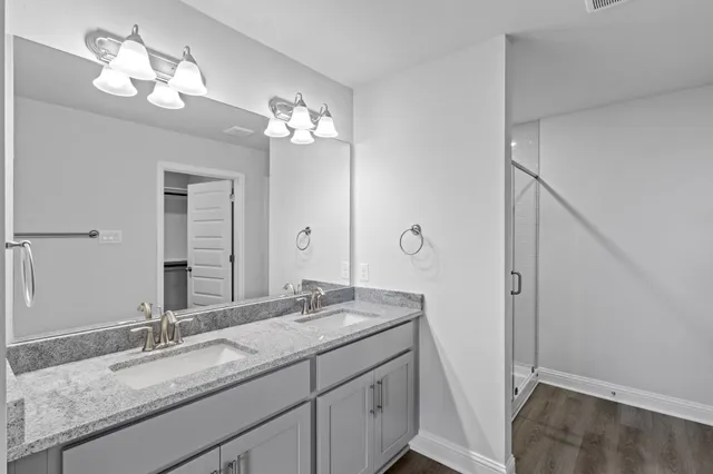 a view of a room with racks on the wall