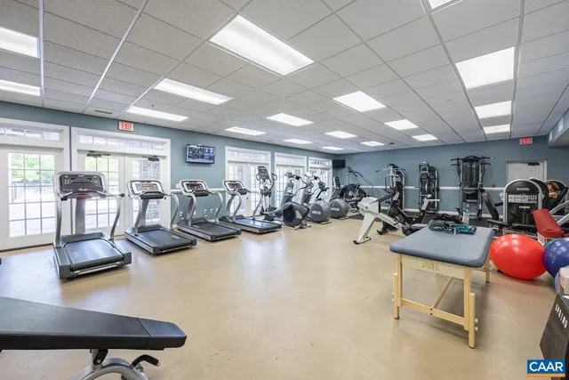 a view of a room with gym equipment