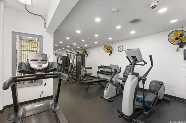 a view of a room with gym equipment