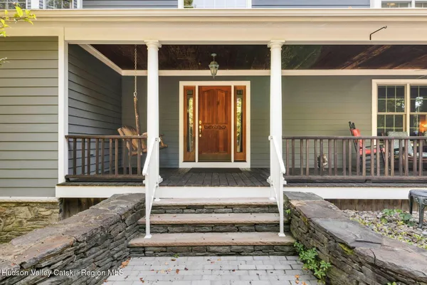 a front view of a house with a window