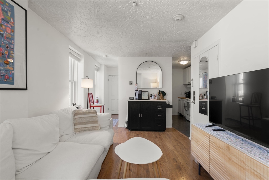 328 Commercial Street, Unit 53 Boston, MA 02109 - Photo 2 of 14 a living room with furniture a flat screen tv and a refrigerator