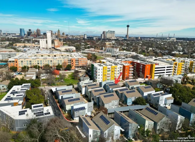 an aerial view of a city